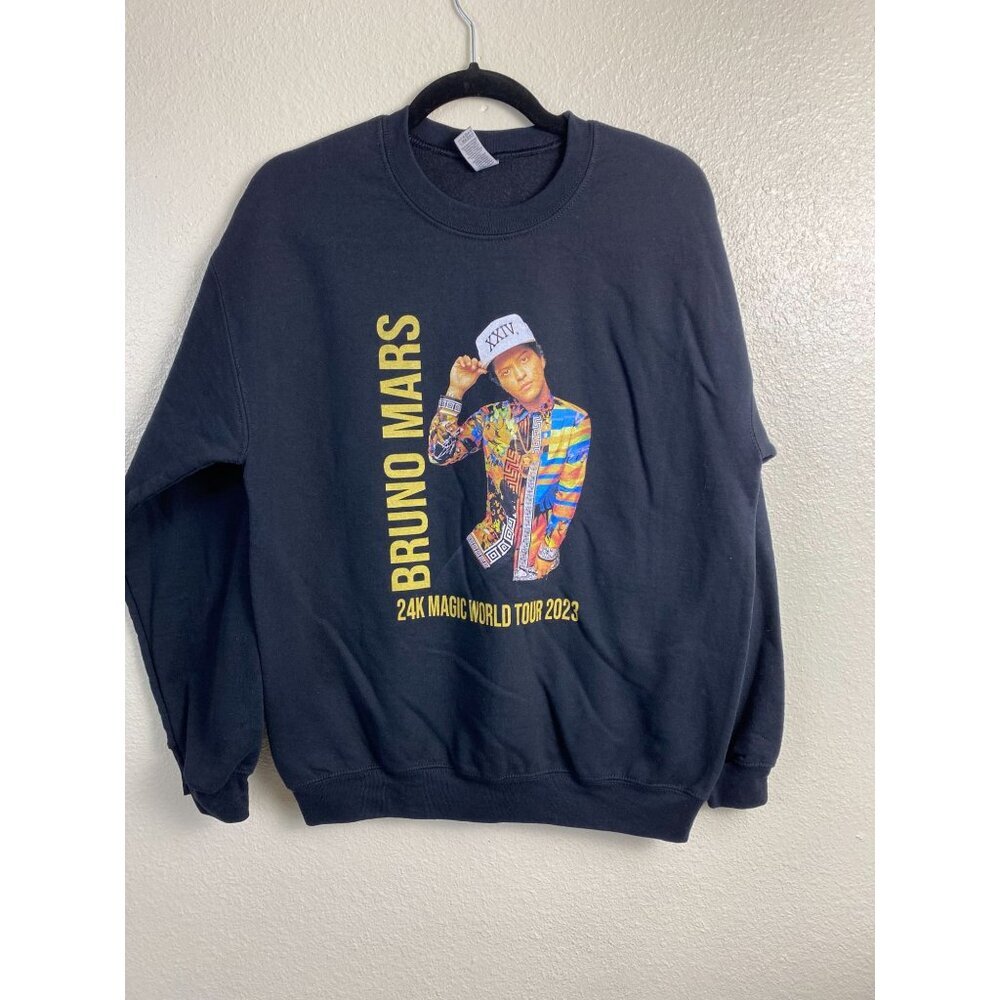 Gildan Bruno Mars World Tour 2023 Pullover Sweatshirt Size Medium Black